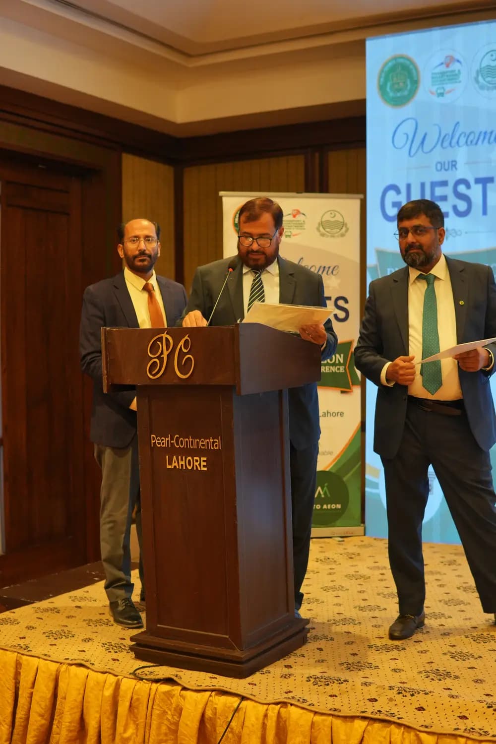 A speaker addressing the PVICS Auto Aeon Consultative Conference at the Pearl Continental, Lahore