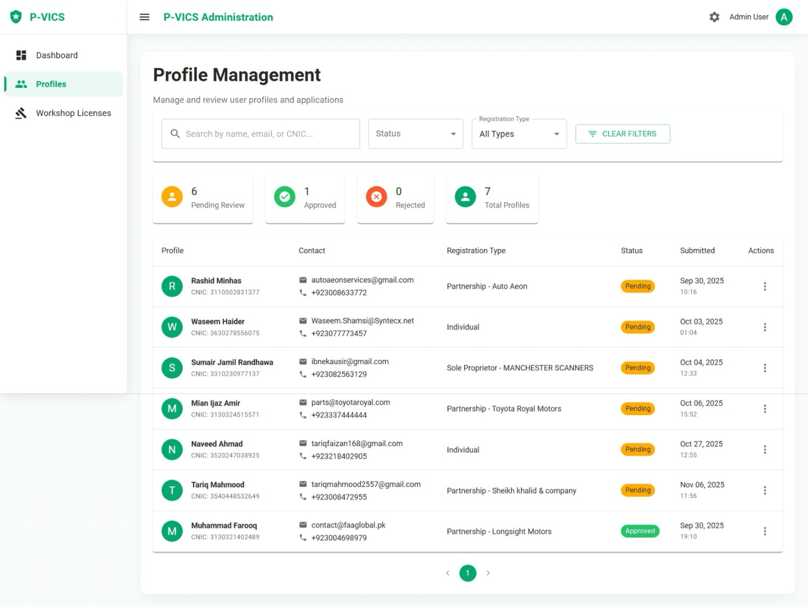 LAWMIS vendor portal dashboard